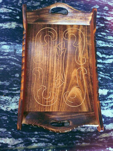Bandeja de Servir de Madera Natural Pintada a Mano, Ecológica, Duradera, de Diseño Moderno, Organizador Decorativo para Mesa, para Servir Desayuno y Comida - Product Image 2