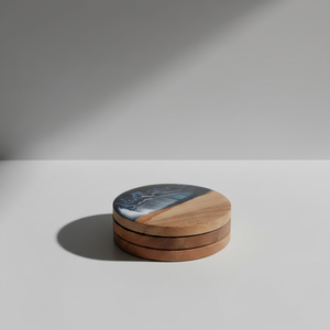 Posavasos de resina y madera, juego de posavasos de lujo hechos a mano para bebidas, decoración de mesa de café o té, regalo para el hogar moderno - Product Image 1