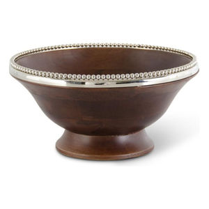 Natural <b>Mango</b> <b>Wood</b> Food Serving <b>Bowls</b> With Metal Handle Round Shape Fruit & Salad <b>Bowl</b> For Kitchen Dining Table Decor - Product Image 6