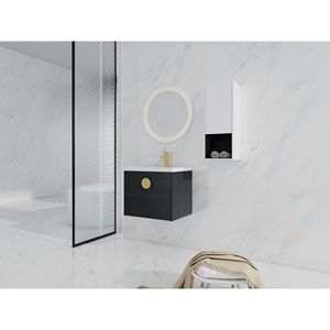 Mobile Bagno Sospeso da 24 Pollici con Lavabo in Ceramica e Ante a Chiusura Ammortizzata 00212WHK 06324BCT Combinazione Armadietto (KD) - Product Image 3
