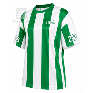 Custom Iota Phi Lambda Sorority Sweatshirt Striped Short Sleeve green & white Casual Style for female with polyester lining - Product Image 2