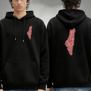 <b>White</b> 100% Cotton Fleece Pullover Hoodie Unisex Floral Outline Map Print Front Back Kangaroo Pocket Regular Fit <b>Sweatshirt</b> - Product Image 3