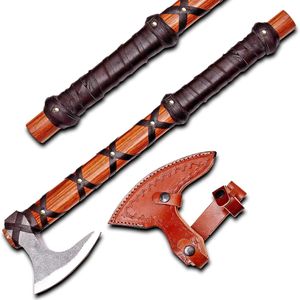 Hache à barbe personnalisée forgée à la main en acier à haute teneur en carbone avec manche en bois de rose, style nordique, hache viking avec étui - Product Image 1
