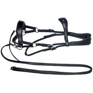 Bridon de luxe marron pour cheval avec surpiqûres décoratives blanches et passepoil noir, personnalisable, artisanal, pour dressage et entraînement équestre - Product Image 1