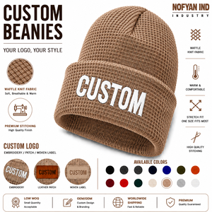 Fabricante de Gorros de Punto Waffle, Gorro de Invierno Bordado Personalizado, Proveedor Mayorista OEM ODM, Precio de Fábrica de Marca Privada - Product Image 1