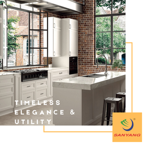 Gabinetes de Cocina con Marco Blanco Sanyang Aspen, Precio de Fábrica, Últimos Diseños de Unidades de Gabinetes de Cocina Completas - Product Image 1