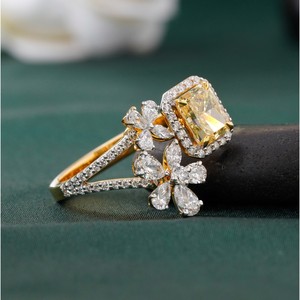 แหวนเพชรทรงรีสีเหลืองแดงแฟนซี 1.07 กะรัต เพชรเลี้ยงในห้องปฏิบัติการ ความใส VS1 ตัวเรือนแบบหนามเตย ทอง 14K เครื่องประดับชั้นดี - Product Image 2