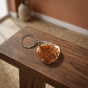 Yellow Jade Heart Shape <b>Orgonite</b> Polished Keychain Wholesale Crystal Crafts Reiki Travel Business Gift Resin Aashim Agate Export - Product Image 1