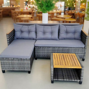 SF00157 Pham Gia Verano Canapé d'extérieur moderne pour villa et ferme, une place, gris, en osier et rotin, avec structure en acier et bois d'acacia - Product Image 2