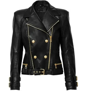 Chaquetas de Cuero Más Vendidas, Chaqueta de Cuero PU de Alta Calidad, Chaqueta de Motociclista Informal, Chaqueta de Cuero con Cremallera para Mujer - Product Image 1