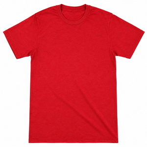T-shirt décontracté pour homme, rouge, manches courtes, col rond, 100% coton jersey, coupe classique - Product Image 1