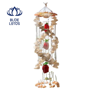 Campana de Viento con Diseño de Fruta de Loto Azul, Decoración Colgante de Metal Recortado para Hogar, Jardín y Patio - Product Image 1