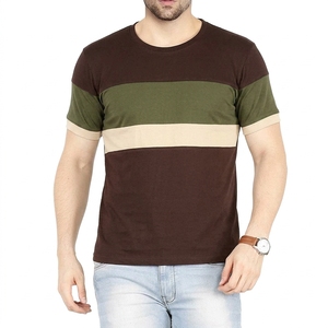 เสื้อยืดแขนสั้นผู้ชายลำลอง คอโอ ลายทางตัดสี ทรงปกติ ผ้าถัก - Product Image 5