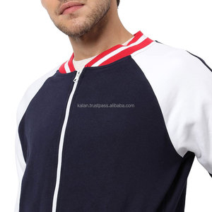 Chaqueta Varsity para Hombre con Bloques de Color, Cierre Frontal con Cremallera, Forro Polar, Estilo Casual para Otoño, Corte Regular, Tejido de Poliéster y Algodón - Product Image 5