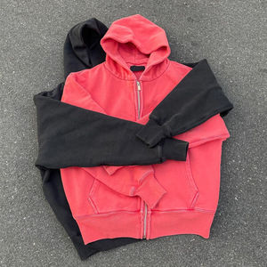 Sudaderas con capucha personalizadas vintage con lavado ácido, con cremallera completa, efecto desgastado, lavado a la piedra, oversize para hombre, con efecto descolorido por el sol, talla grande - Product Image 5