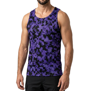 Débardeur de sport pour homme à imprimé camouflage, haute performance, très extensible, personnalisable avec marque privée, pour entraînement fitness - Product Image 2
