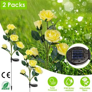 2 pz lampada a LED decorativa a energia solare con Design a fiori di Rose resistente all'acqua luci di paletto per giardino esterno in giardino - Product Image 1