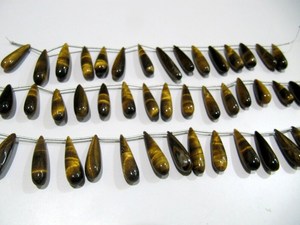 ลูกปัดไทเกอร์อายทรงหยดน้ำธรรมชาติ ขนาด 1 นิ้ว ความยาว 8 นิ้ว สีเหลือง - Product Image 4