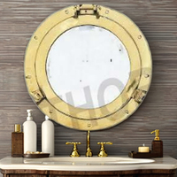 12 \ "Nautical maritim kuningan Porthole jendela kaca bulat kamar mandi rias cermin rumah dekoratif Item hadiah untuk wanita