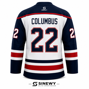 Maillot de hockey sur glace pour hommes SINEWY, manches longues, col en V, sublimé, évacuation de l'humidité, nom d'équipe personnalisé, vêtements de hockey sur glace - Product Image 2