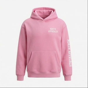 Sweat-shirt à capuche rose North Approach unisexe, coupe classique, en polaire avec poche avant, impression par transfert thermique, vêtement décontracté pour l'automne - Product Image 1
