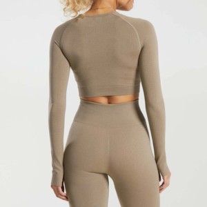 Ensemble de vêtements de sport streetwear pour femmes, 2 pièces, couleur unie, en spandex/coton, tricoté, respirant, séchage rapide, hauts de yoga sans manches - Product Image 2