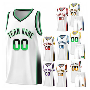 Ensemble de maillots de basket-ball personnalisés, blanc et rouge, uniforme en maille sans manches à col en v sublimé avec nom et numéro 00 pour adultes toutes saisons - Product Image 1