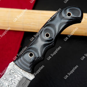 อุปกรณ์ uA เหล็กดามัสกัสแบบดรอปพ้อยท์เต็มถังถังสำหรับล่าสัตว์กลางแจ้งมีด G10ด้าม Micarta - Product Image 5