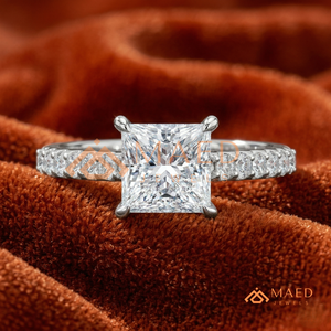 925 Sterling <b>Silver</b> Princess Cut Diamond <b>Solitaire</b> Engagement <b>Ring</b> for Women - Product Image 4