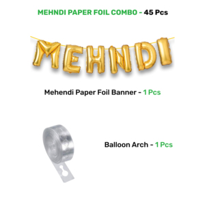 Kit Combinado Verde de Papel de Aluminio para la Ceremonia Mehndi |   58 globos amarillos y verdes y cortinas de papel de aluminio |   Bandera de Papel Metálico con Diseño de Mehndi - Product Image 2