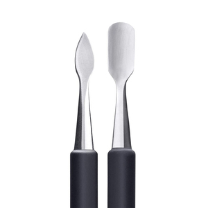Pousse-cuticules professionnel en acier inoxydable, double extrémité carrée, avec manche antidérapant en caoutchouc noir, spatule grattoir personnalisable - Product Image 6