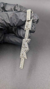 Luxury Moissanite <b>Initial</b> <b>Pendant</b> Necklace Iced Out Letter Charm Hip Hop Jewelry <b>Silver</b> Tone Design Accessory - Product Image 3