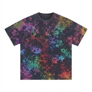 Customise Oversized Tie-Dye Short Sleeve <b>T</b>-<b>Shirt</b> O-Neck Knitted Casual <b>Green</b> Patterned Top - Product Image 3