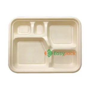 Embalagem de alimentos eco amigável biodegradável, 5 compartimentos