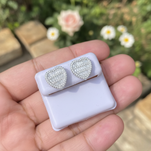 Pendientes de Diamantes con Corte Baguette en Forma de Corazón, Plata 925, Engaste de Canal, Joyería Romántica para Mujer, para Boda - Product Image 2