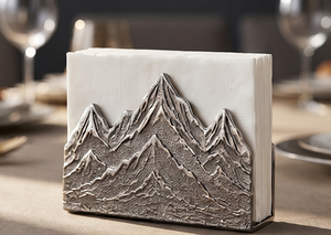 Servilletero Metálico con Diseño de Paisaje de Montaña, Texturizado, para Cocina y Comedor, Venta al por Mayor - Product Image 3