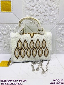 Craftstages International Luxury Handmade Pearl Beaded Satin Evening <b>Clutch</b> Bag for Women | <b>Wedding</b> Party Bridal Handbag - Product Image 3