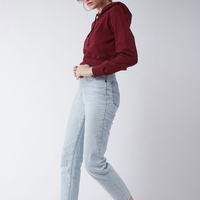 Haut court à capuche tricoté 100 % coton de haute qualité, motif uni, décontracté, pour femme, streetwear personnalisé, hiver, logo avant, séchage rapide