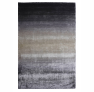 พรมปูพื้นลายทางสีเบจชาร์โคลทันสมัย ดีไซน์ทอมือ 100% วิสโคส เป็นมิตรกับสิ่งแวดล้อม กันลื่น หนานุ่ม ไล่เฉดสี - Product Image 1