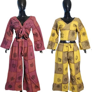 จั๊มสูทแฟชั่นล่าสุดสำหรับผู้หญิง ฟรีไซส์ ลายมัดย้อม จั๊มสูทชิ้นเดียว สไตล์โบฮีเมียน ชุดเดรสชายหาดหลวมๆ สำหรับผู้หญิง สไตล์ฮิปปี้ ลายปะติด - Product Image 1