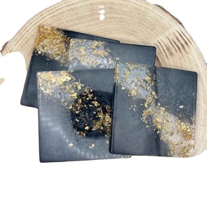 Dessous de verre artistiques en résine avec des couleurs scintillantes en couches, tapis époxy faits à la main, idéaux pour le café de table à la maison et les coffrets cadeaux - Product Image 1