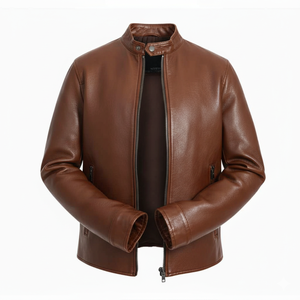 Veste en cuir unisexe personnalisée, finition lisse de luxe, couleur personnalisée, capuche matelassée, hiver, devant en toile, qualité supérieure, élégante - Product Image 1
