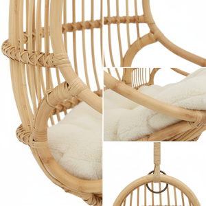 Silla colgante moderna de ratán, silla columpio de mimbre tejida a mano con cojín para interiores, exteriores, balcón, patio, muebles de jardín - Product Image 2