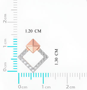 Boucles d'oreilles pendantes géométriques carrées ouvertes en or rose 18 carats avec diamants de laboratoire CVD pavés - Product Image 5