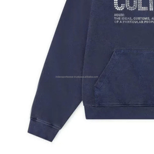 À la mode unisexe strass à capuche urbain Streetwear étincelle pull avec 100% coton solide motif col à capuche goutte à goutte Bling Design - Product Image 6