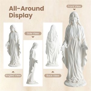 Statua della Vergine Maria Artigianale da 29,5 Pollici, Scultura Religiosa da Giardino per Esterni, Patio e Prato, Prodotto in Pietra di Qualità - Product Image 5
