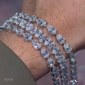 สร้อยข้อมือเพชรทรงลูกแพร์ Dvars Diamond VVS Moissanite เงินแท้ 925 ชุบทอง 18K ผ่านการทดสอบเพชร สไตล์ฮิปฮอป - Product Image 6