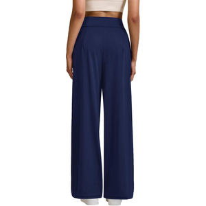 High Waist Wide <b>Leg</b> Pants <b>Women</b> Solid Color Full Length Loose Fit Casual Knitted Elastic Waist Trousers Stylish <b>Women's</b> <b>Jogger</b> - Product Image 2