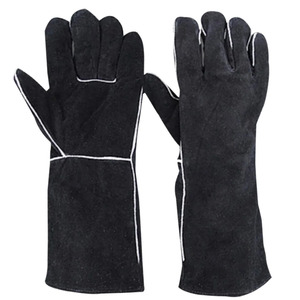 Gants de travail en cuir résistants à la chaleur, 14 pouces, manchette droite, finition lisse, protection anti-chaleur, gants de sécurité - Product Image 4