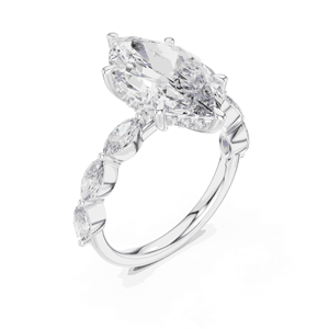 Anillo con halo oculto de diamantes cultivados en laboratorio, color EF, 4.00 quilates en total, con piedras laterales de 0.73 quilates en total, en oro macizo de 10K, 14K o 18K, unisex, para propuesta de matrimonio. - Product Image 6